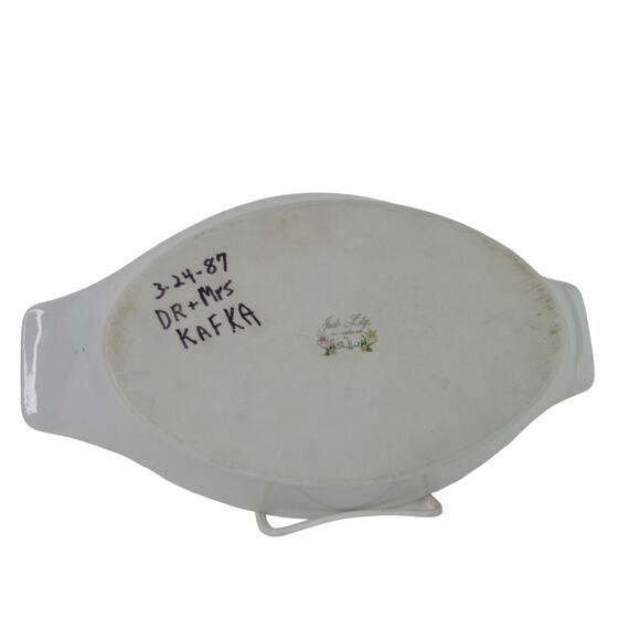 Vintage 1960s Jade Lily Oval Serving Dish Fine Porcelain - Picture 7 of 8